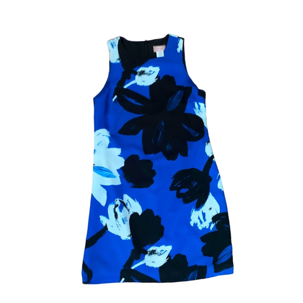 Love Ady Blue/Black/White Floral A-line Dress - size XS